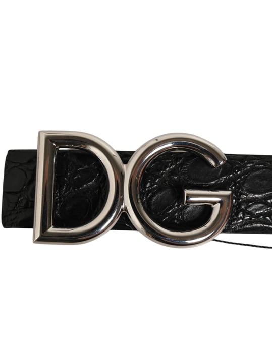 Dolce & Gabbana Svart Exotisk Läder DG Logobälte med Spänne - Image 6