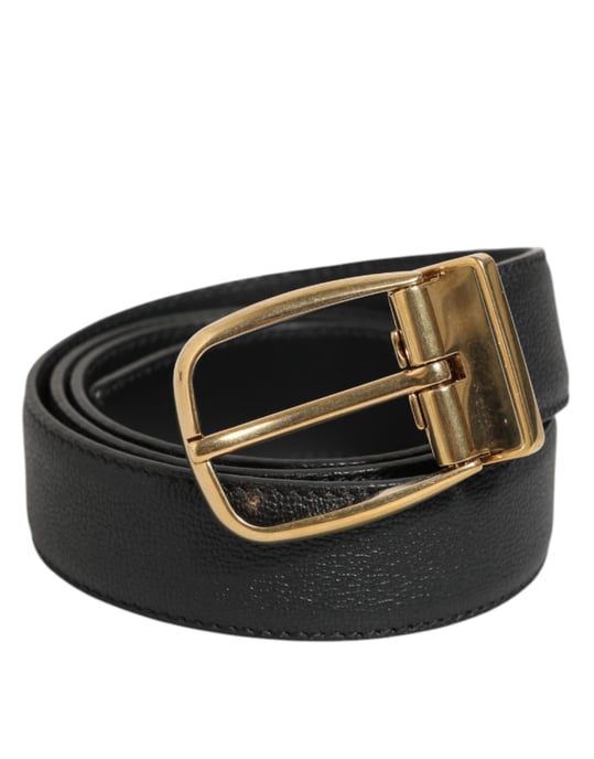Dolce & Gabbana Zwarte Leren Klassieke Metalen Logo Gespriem Belts - Image 2