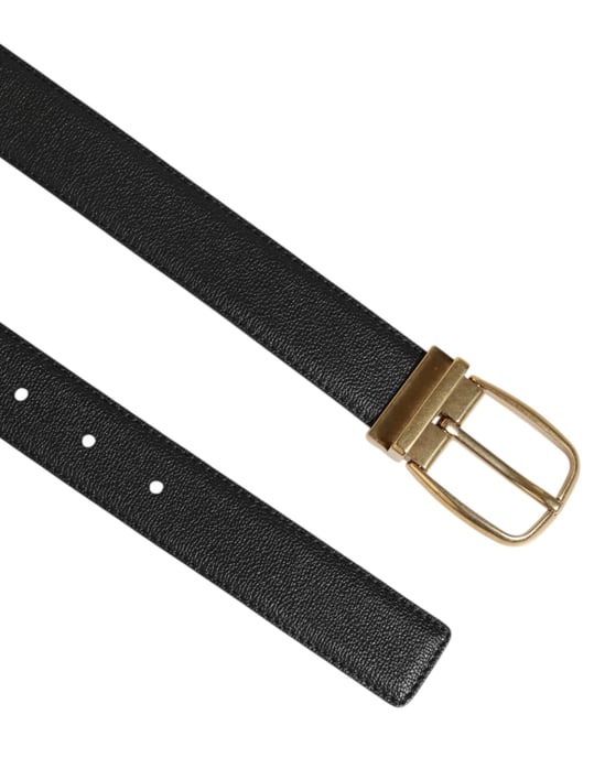 Dolce & Gabbana Zwarte Leren Klassieke Metalen Logo Gespriem Belts - Image 4