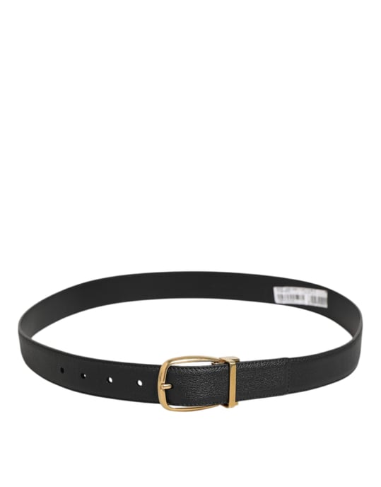 Dolce & Gabbana Zwarte Leren Klassieke Metalen Logo Gespriem Belts - Image 5