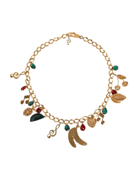 Dolce & Gabbana Gouden Kleur Messing Fruitige Met Kralen Versierde Taille Ketting Ceintuur - Image 5