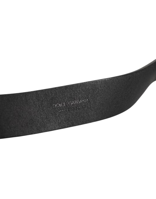 Dolce & Gabbana Zwarte Leren Metalen Gesp Klassieke Herenriem - Image 3