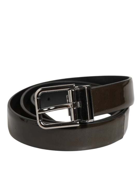 Dolce & Gabbana Bruin Glanzend Leren Klassieke Metalen Gesp Riem - Image 2
