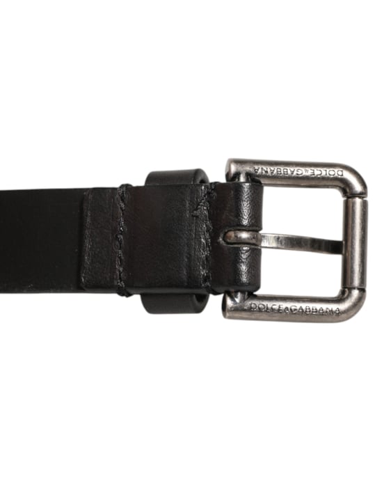 Dolce & Gabbana Zwarte Dubbele Band Leer Riem met Zilveren Gesp - Image 5