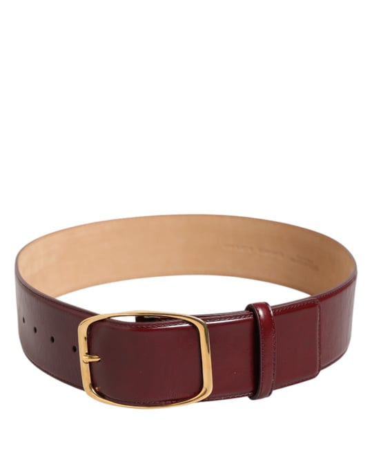 Dolce & Gabbana Burgundy Leather Gold Metal Buckle Women Belt - Image 5