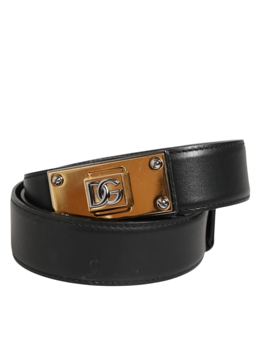 Dolce & Gabbana Zwart Leren Classic Metalen Logo Gespriemier - Image 1
