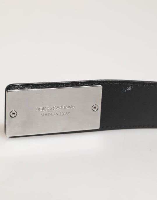 Dolce & Gabbana Zwart Leren Classic Metalen Logo Gespriemier - Image 3
