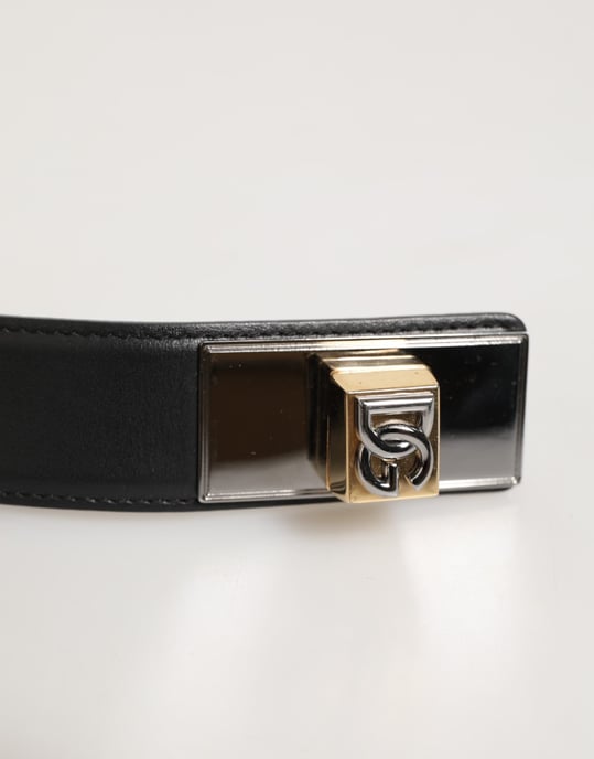 Dolce & Gabbana Zwart Leren Classic Metalen Logo Gespriemier - Image 5