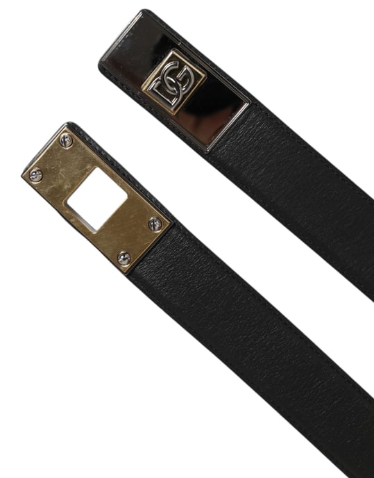 Dolce & Gabbana Zwart Leren Classic Metalen Logo Gespriemier - Image 6