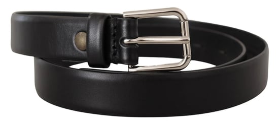 Dolce & Gabbana Zwart Kalfsleder Zilverkleurige Logo Gespschoenriem - Image 2