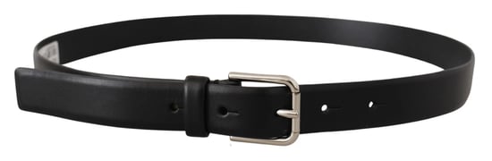 Dolce & Gabbana Zwart Kalfsleder Zilverkleurige Logo Gespschoenriem - Image 3