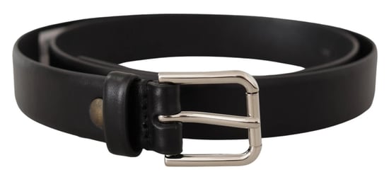 Dolce & Gabbana Zwart Kalfsleder Zilverkleurige Logo Gespschoenriem - Image 4
