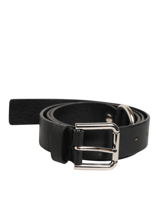 Dolce & Gabbana Zwarte Leren Klassieke Metalen Logo Gespriem Belt - Image 2