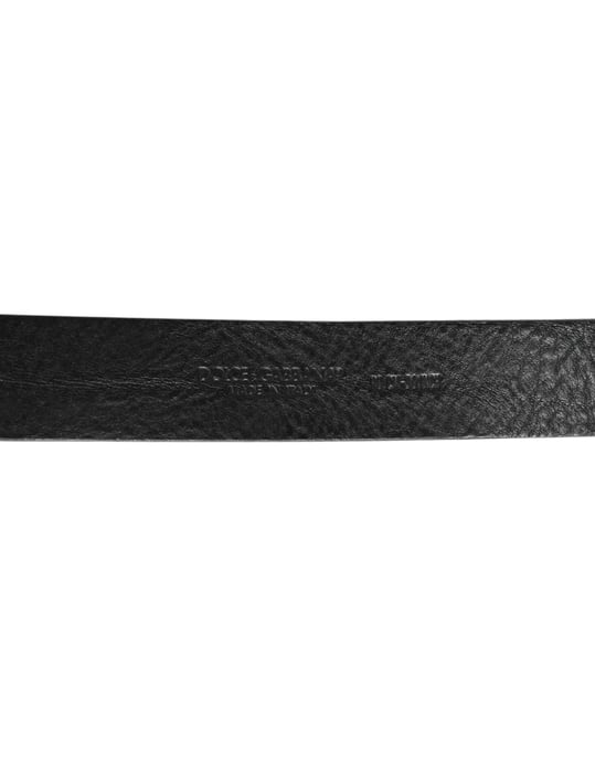Dolce & Gabbana Zwarte Leren Klassieke Metalen Logo Gespriem Belt - Image 4