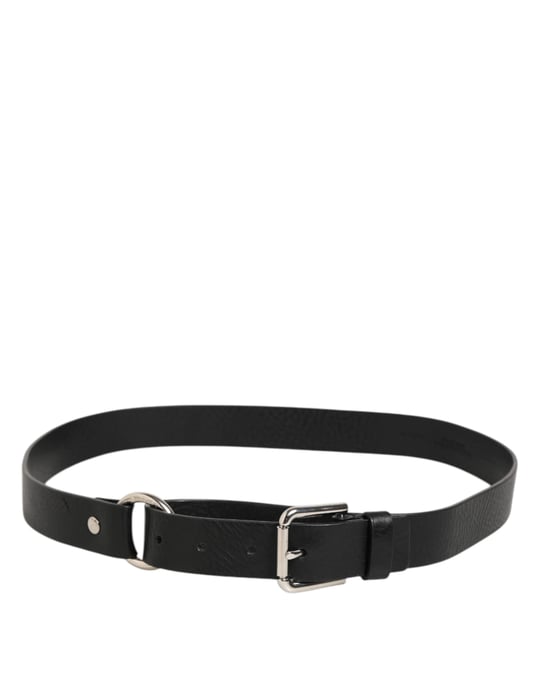 Dolce & Gabbana Zwarte Leren Klassieke Metalen Logo Gespriem Belt - Image 5