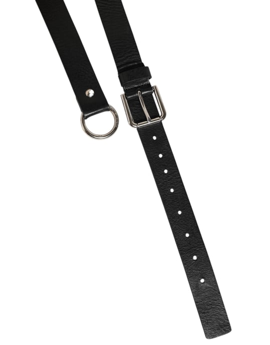 Dolce & Gabbana Zwarte Leren Klassieke Metalen Logo Gespriem Belt - Image 6