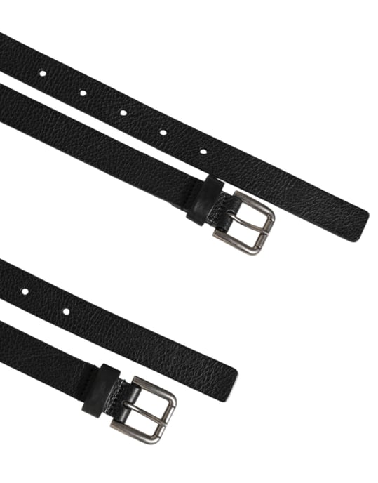 Dolce & Gabbana Zwarte Dubbele Band Leren Gouden Gesp Riem - Image 3
