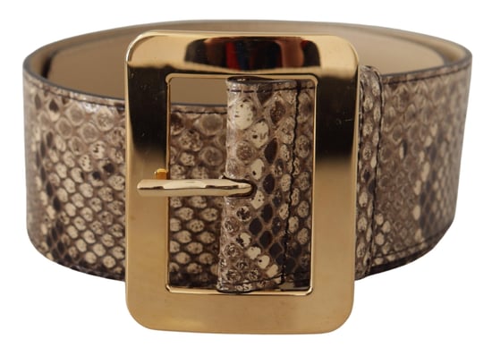 Dolce & Gabbana Brown Exotic Wide Waist Leather Gold Metal Buckle Belt - Image 1