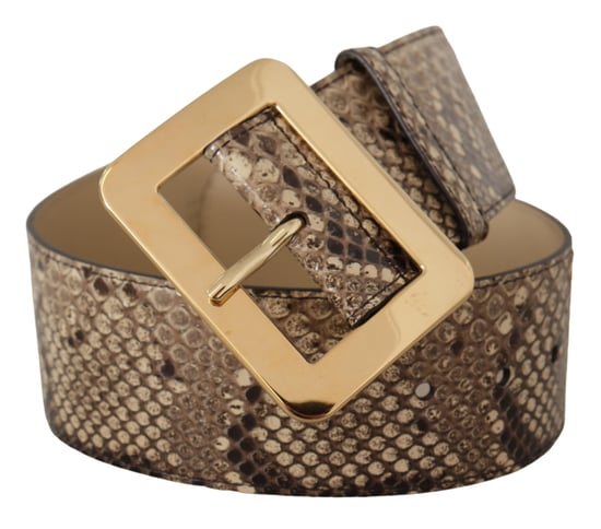 Dolce & Gabbana Brown Exotic Wide Waist Leather Gold Metal Buckle Belt - Image 2