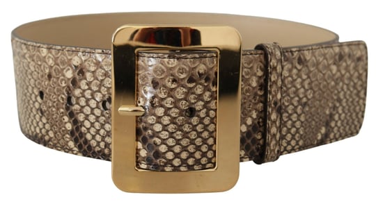 Dolce & Gabbana Brown Exotic Wide Waist Leather Gold Metal Buckle Belt - Image 3