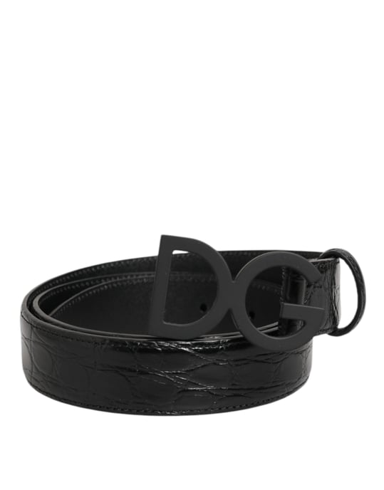 Dolce & Gabbana Zwarte Exotische Leer Metalen Logo Gesp Riempje - Image 1