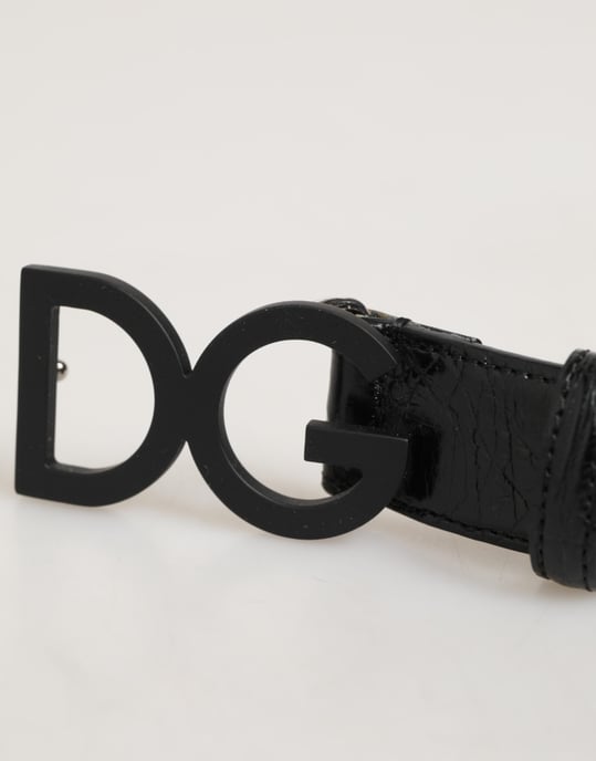 Dolce & Gabbana Zwarte Exotische Leer Metalen Logo Gesp Riempje - Image 3