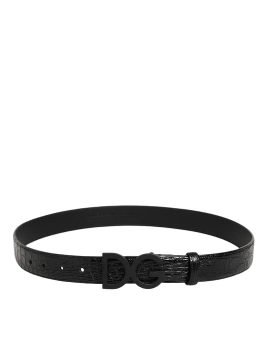 Dolce & Gabbana Zwarte Exotische Leer Metalen Logo Gesp Riempje - Image 5