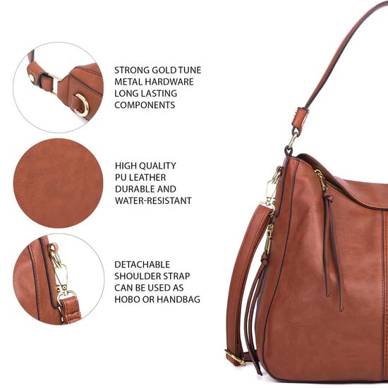 Women's Hobo Shoulder Bag in Tan - Image 5