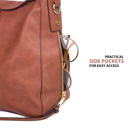 Women's Hobo Shoulder Bag in Tan - Image 6