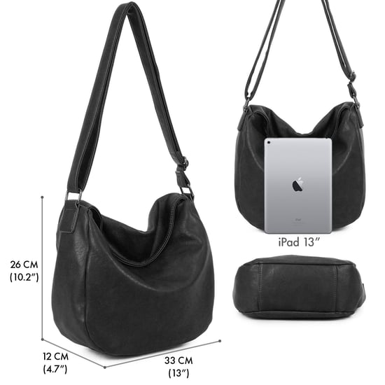 Women's Slouch Shoulder Bag in Black - Image 2