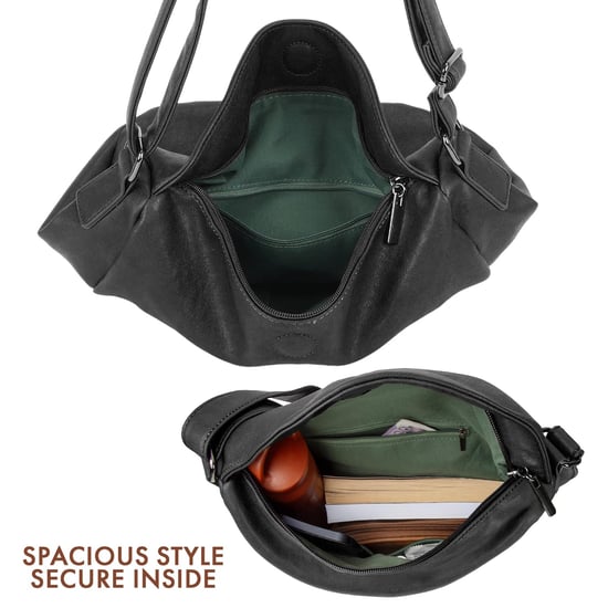 Women's Slouch Shoulder Bag in Black - Image 5