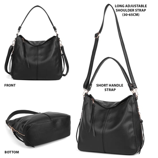Women's Hobo Shoulder Bag in Black - Image 2