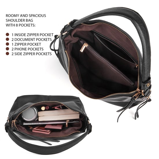 Women's Hobo Shoulder Bag in Black - Image 3
