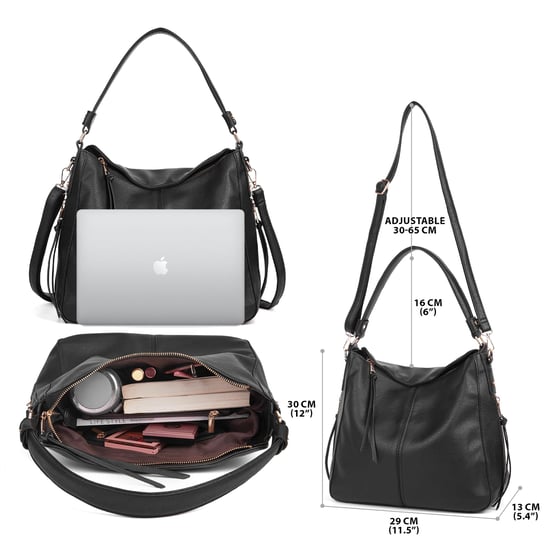 Women's Hobo Shoulder Bag in Black - Image 4