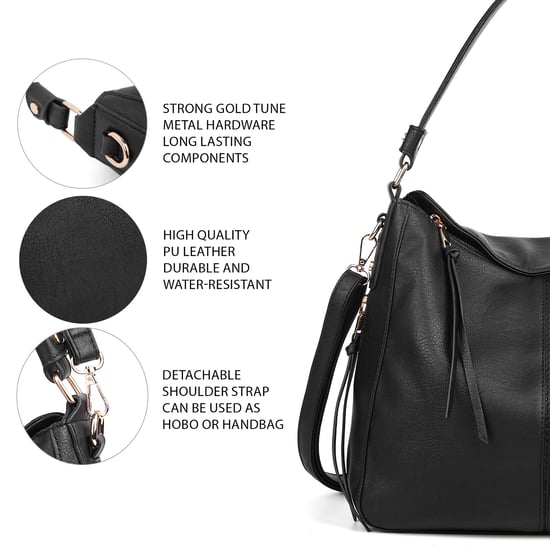 Women's Hobo Shoulder Bag in Black - Image 5