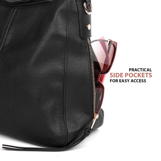 Women's Hobo Shoulder Bag in Black - Image 6