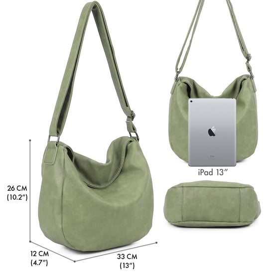 Women's Slouch Shoulder Bag in Green - Image 2