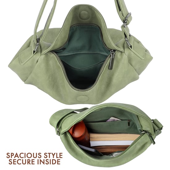 Women's Slouch Shoulder Bag in Green - Image 5