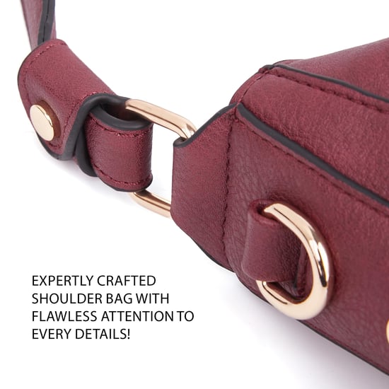 Women's Hobo Shoulder Bag in Burgundy - Image 6