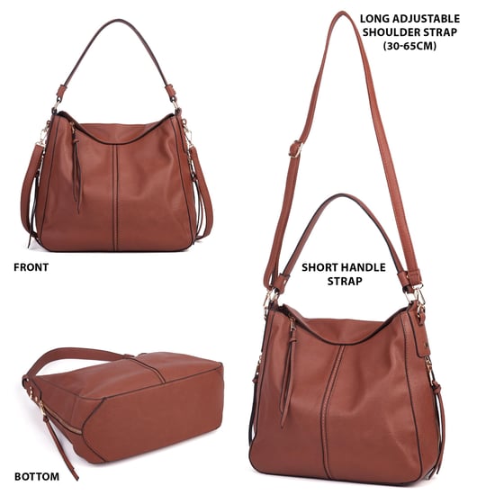 Women's Hobo Shoulder Bag in Dark Brown - Image 2
