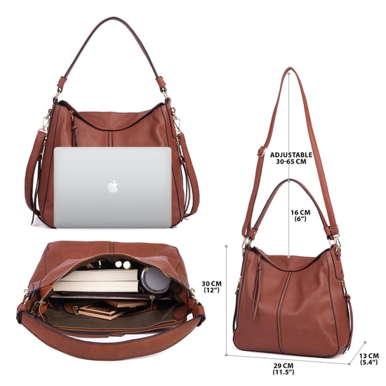 Women's Hobo Shoulder Bag in Dark Brown - Image 3
