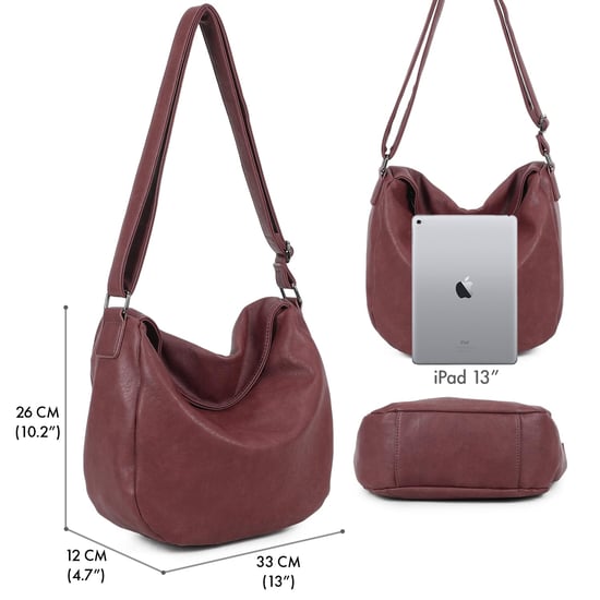 Women's Slouch Shoulder Bag in Burgundy - Image 2