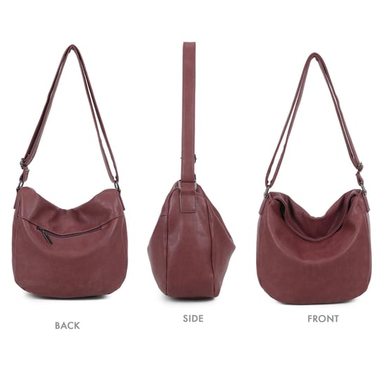 Women's Slouch Shoulder Bag in Burgundy - Image 3
