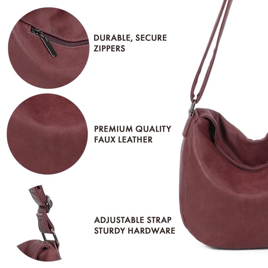 Women's Slouch Shoulder Bag in Burgundy - Image 4