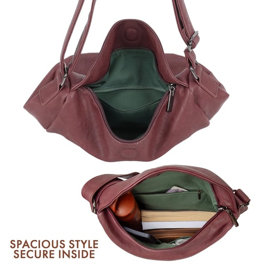 Women's Slouch Shoulder Bag in Burgundy - Image 5