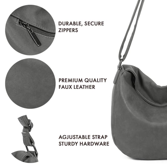 Women's Slouch Shoulder Bag in Grey - Image 4