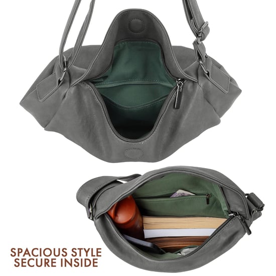 Women's Slouch Shoulder Bag in Grey - Image 5
