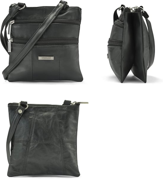 Women's Real Leather Crossbody Bag in Black - Image 5