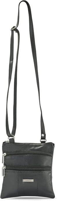 Women's Real Leather Crossbody Bag in Black - Image 6