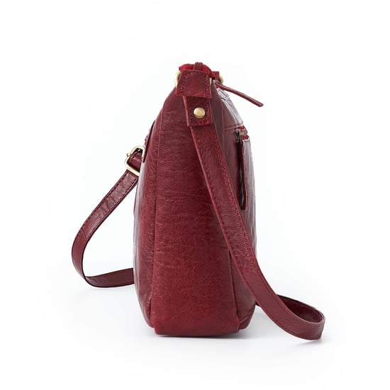 Women's Genuine Leather Crossbody Bag in Burgundy - Image 3